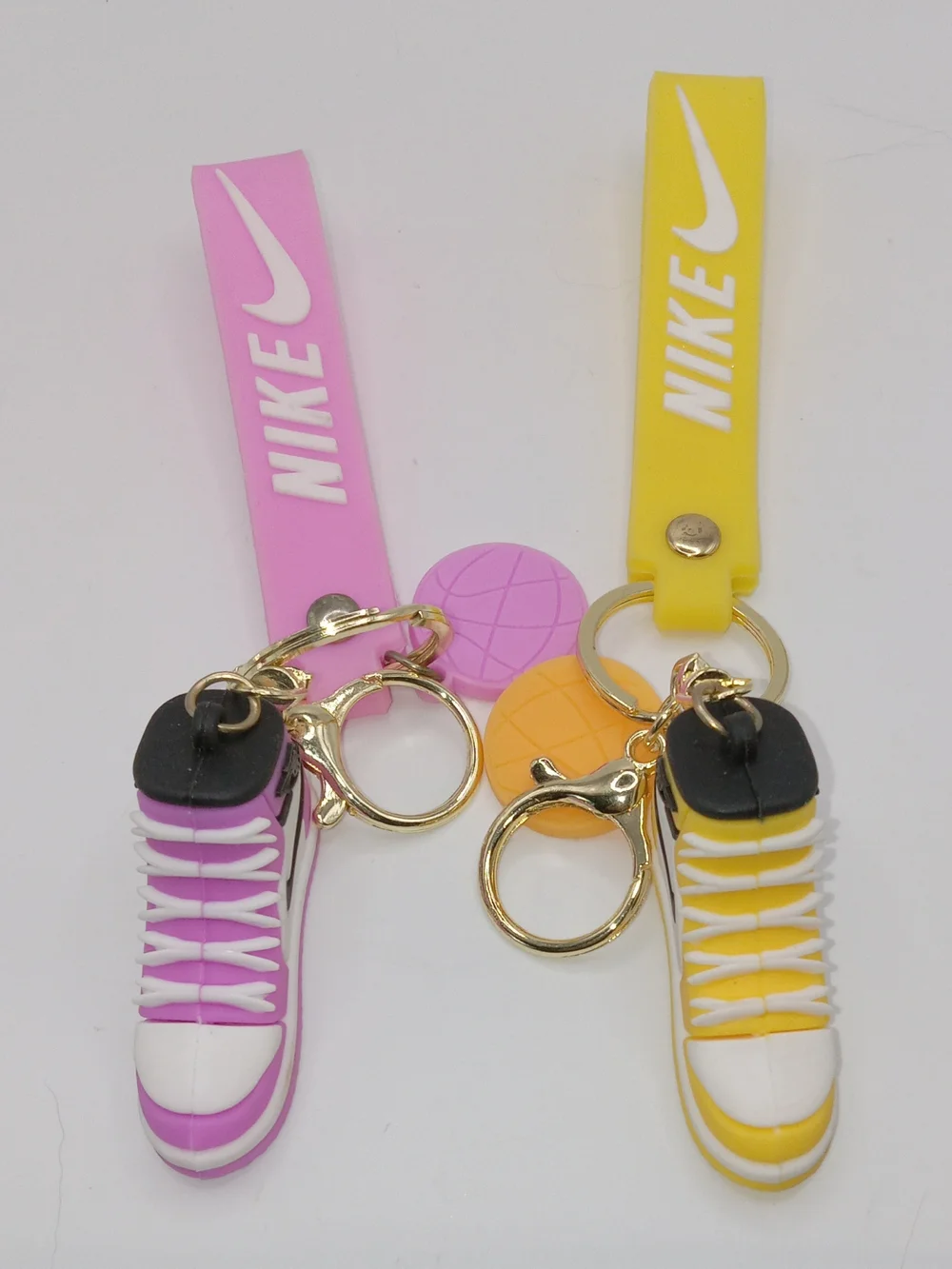 Nike Yellow and Pink Basketball Sneaker Keychain Backpack or Purse Charm